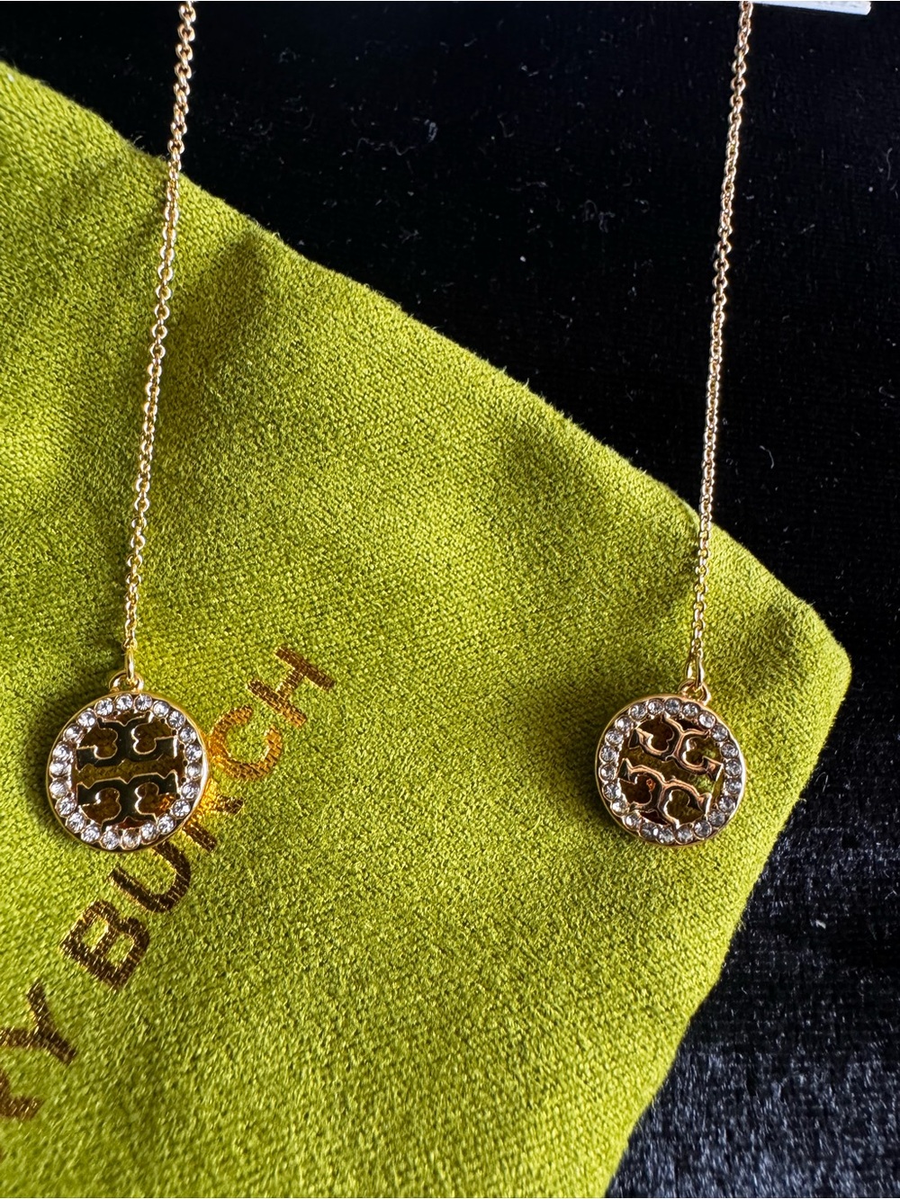 Tory Burch Delicate Gold Logo Threader Earrings - Picture 5 of 8